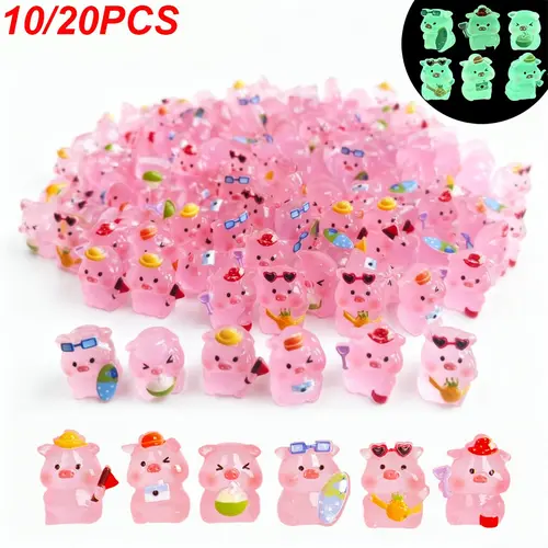 Mini Resin Pig Garden Statues, Charming Desktop Figurines, Plastic Animal and Hidden Miniature Decorative Ornaments, Garden Micro-Landscape Decorations, Resin Sculptures