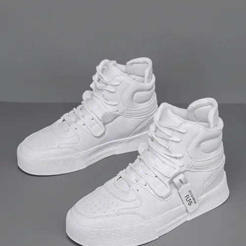 Unisex High-Top Casual Athletic Classic Sneakers, Sports Shoes, Casual Trendy Thick Soled Trainers, Comfortable Thick Sole, Anti-Slip Wear-Resistant, Rubber, PU Leather, Round Toe, All Seasons, Streetwear Style, Footwear