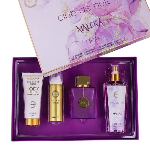 Armaf Club De Nuit Maleka Women's EDP Perfume Gift Set - 4-Piece Luxury Box Fragrance Set with Floral Scents, Wood Notes, Long Lasting Scent for Day & Night, Gift Box Included, Perfumes, Women's Perfume