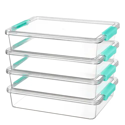 Vtopmart 6 Qt Rectangle Storage Bins with Lids, Stacks Stay Stable All-Purpose Containers, Home Office Arts Crafts Organizers (Live Exclusive)