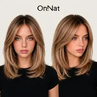 Rachel - OnNat Scalpiana Lace Melt Wig | Human Hair Blend Lightweight Glueless Go-to Style Shadow Rooted Balayage Low Density Lob Effortless Chic With Face-framing Bangs Pre-plucked Hairline Design Breathable Cap For All Day Comfort