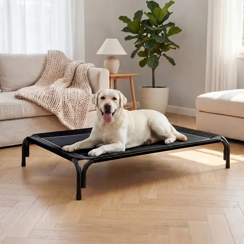 【SohoChic】 Cozila Classic Raised Dog Bed for Large Dogs - Breathable Mesh Top Metal Frame Cooling Pet Cot, Non-Slip Stable, Portable Plaid Snap Design for Indoor & Outdoor Camping Use, Back to School Pet Lover Essentials