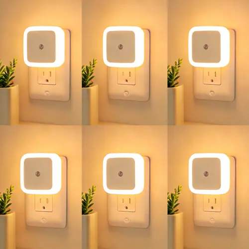 6-Pack Compact Ultra-Energy-Saving Smart LED Night Lights, Auto Sensor Auto-On/Off Dusk-to-Dawn Warm Plug-In, Nursery-Friendly Home Accessory for Bedroom, Room Decor, Hands-Free Use, Plug-In Keeps Setup Simple,sohochic