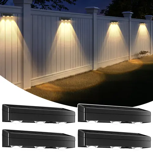 MATULSA 4/6/8 Packs Solar Fence Lights, Waterproof Solar Wall Lights with 3 Modes for Deck, Step, Stairs, Balcony, Yard, Patio #SummerVibes,campingessentials,outdoorfurnitureset,campinggear,dorm essentials,home decor,home essentials,camping essentials,soh