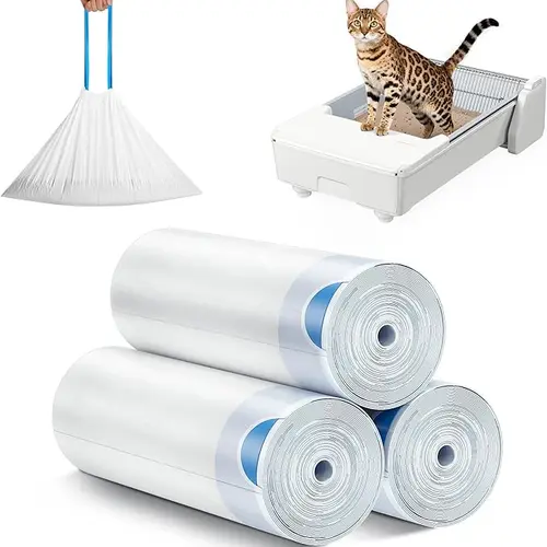 Meowant Self-Cleaning Litter Box Liners for MW-SC03 Trays, 3 Rolls x 20 Bags (60PCS) Heavy-Duty Fast Drawstring Tie Bags - Extra-Thick, Leakproof, Odor-Control 58x25cm Accessory for 10kg Cats, Litterbox,sohochic
