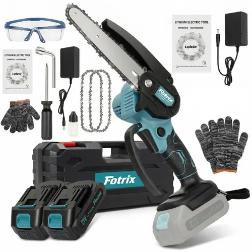 21V Wireless Brushless Motor Mini Chainsaw - 6-in-1 Compact Handheld Mini Saw with Low Profile, Less Arm Fatigue, 6in Precise Cuts, 2 Lithium Batteries+Tools, Ergo Handle, Screwdriver, Chain Adjustment Tool (Ideal for Seniors)