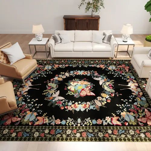 MUGORN Boho High-Quality Polyester Geometric Lines Fluffy Area Rug - Decorative Rug Mat, Machine Washable, Non-Slip, Stain Resistant, Wrinkle Resistant, Stays Flat After Wash, High-Density (Multi-Size, Mother's Day Gift Option) for Living Room, Bedroom