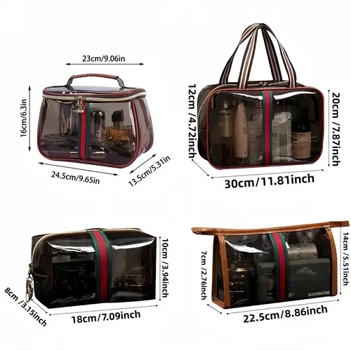 New Retro Vintage Vanity Bag, Makeup Organizer for Women, Ladies Travle Storage Case, Transparent Toiletry Bag, Portable Skincare Storage Case (Brown)