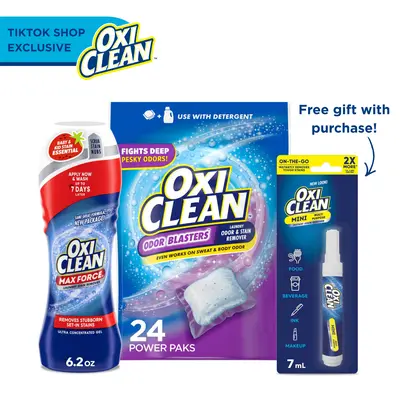 OxiClean Power Pak Laundry Booster + Stain Pre-Treater Bundle, Stain Remover Laundry Packs, Use with Detergent, Eliminates Tough Odors and Removes Stains