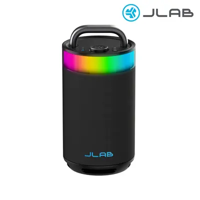 [LIVE Exclusive] JLab Epic Party Portable 100W Bluetooth Speaker with 4 Drivers 16+ HR Playtime RGB Lighting IP56 Waterproof Lab Sync 3.5mm AUX USB-C Charging Audio Cable Handle