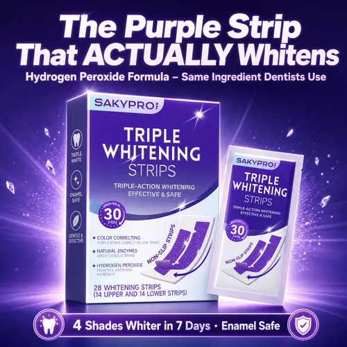 【DealsForYouDays】SAKYPRORAL Teeth Whitening Strip, 7-Day Deep Whitening With Professional 6% Peroxide, No Residue, 4 Shades Whiter in 7 Days, Enamel Safe