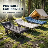 Sweetcrispy S-Folding Camping Cot with Mattress - Heavy Duty Tubular Steel Frame Feels Rugged, Lightweight Foldable Lounger for Sleep, Lounge, Rest on the Go, Cot and Mattress Arrive Ready to Use