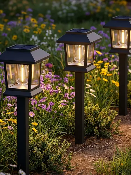 Hoodink 12-Pack Upgraded Solar Powered Pathway Lights with Stakes, Solar Landscape Lights, Yard Lighting, Waterproof Water Resistant IP54 Brown Hard Plastic, 3000 Warm White, Easy Installation for Driveway Walkway,sohochic