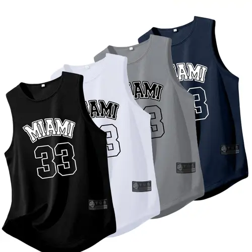 4-Pack Men's Polyester Micro-Elastic Breathable Muscle Tank Tops, Sleeveless Gym Tops, Sports Tank Tops, Activewear Clothing, Durable Fitness Apparel for All Seasons, Suitable for Running, Gym and Workout