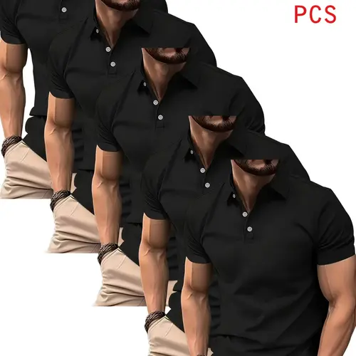 5-Pack Men's Bestselling Polo Shirts, Top, Solid Color Versatile Pieces, Modern Casual Style, Business Wear, Unisex, Summer New, Summer Polos, Breathable Daily/golf Shirts, Lightweight Golf Polo, Casual Comfy Collared, Multiple Colors, Menswear