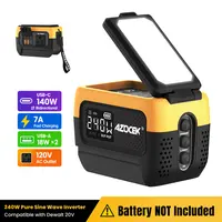 AZOCEK 240W Pure Sine Wave Portable Generator Compatible with DeWalt 20V Battery, 140W USB-C PD 3.1 Laptop Fast Charger & 7A Rapid Battery Recharging Hub, 120V AC Power Station with 600LM LED (Battery Not Included)