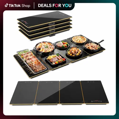 Electric Warming Tray, 4-in-1 Food Warmers for Parties Buffet with 9 Temp Settings and Timer, 33"x15" Glass Surface Warming Mat for Food, Modular Buffet Hot Plates for Catering and Gatherings  #TikTokShopDealsforYouDays