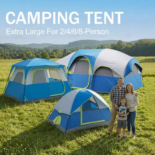 Sweetcrispy 2-8 Person Instant Polyester Camping Tent for Families, Easy Setup with Removable Rainfly, Power Cord Access & Excellent Ventilation, Easy Setup Tents, Tents For Camping