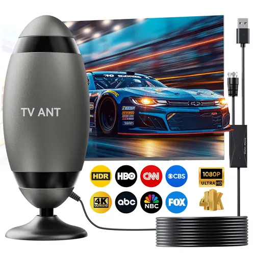 2026 New Indoor HD TV Antennas - 360° Signal Reception, Strong Magnetic Base, Smart TV Compatible, Easy Installation, Full HD Local Channels Access, No Subscription Fee
