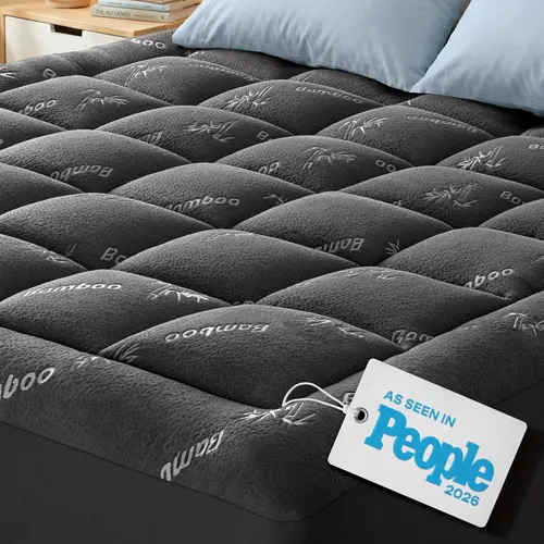 NIAGARA Ultra Soft Bamboo Mattress Topper – Rayon Derived from Bamboo, Cooling Thick Pillow Top, Cloud-Like Comfort, Breathable & Gentle on Skin, 8–20" Deep Pocket Fit, Perfect for Hot Sleepers, Machine Washable