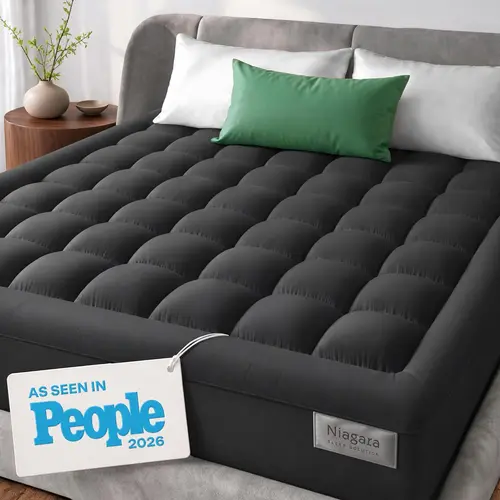 Niagara 100% Cotton Pillow Top Soft Mattress Topper - Natural Fiber, Sweat-Absorb Top, OEKO-TEX Standard 100 Certified, Cloud-Like, Breathable, Deep Pocket Fit, Tumble Dry Compatible, 39" x 75" & Multi-Size, for Adults and Children Hot Sleepers