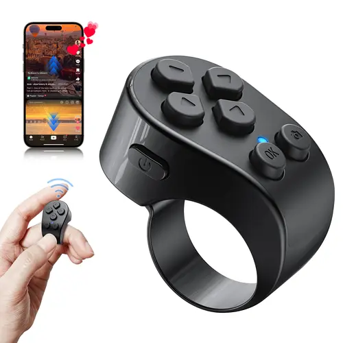 PUTARE Scrolling Ring for TikTok, Wireless Remote Control Page Turner for iPhone Android, Phone Video Scroller, Page Turner for Kindle App, Camera Shutter Remote for Selfies, Short Videos, E-Books