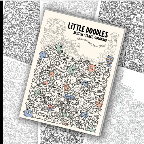 Three uses in one book | Sketch + Trace + Color + Coloring + | A4/small A4/A5 dense doodle book Drawing Books | Relieve stress and boredom