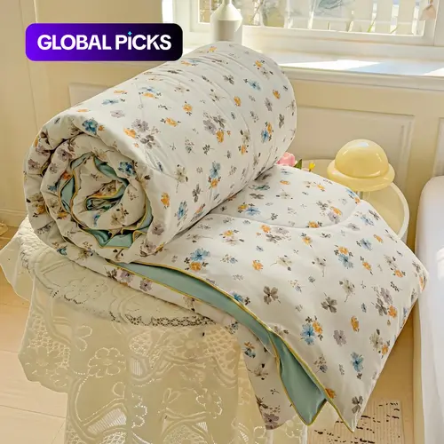 Vintage Floral Pattern Bedspread, Soft Breathable Floral Print Quilt, Suitable for Bedroom, Office, Living Room, All Seasons Use