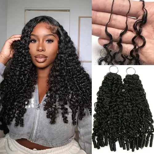 [New In] Bling Hair Burmese Curly Crochet Human Hair For Miracle Knots Human Hair Long Cord Feather for Braiding Invisible Pre-Separated Knotless Crochet Hair 50g/Pack 4 to 5 Bundles Recommended SoHoChic Style #TikTokShopBackToSchool