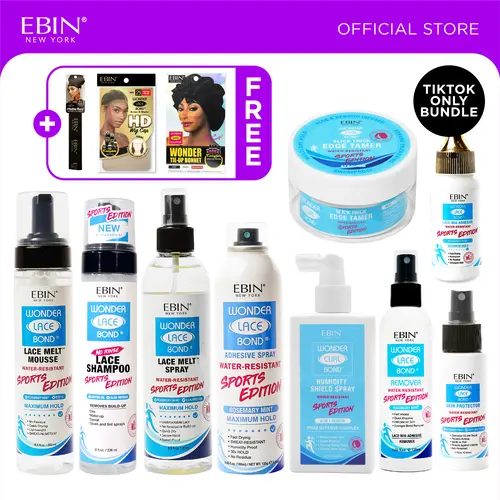 EBIN Wonder Lace Bond Sports Edition Ultimate Wig Kit + FREE Bonnet, HD Wig Cap & Melting Band | Sweatproof, Waterproof Extreme Hold System