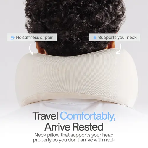 AVIO x Mellow Sleep Collab Cloud Travel Neck Pillow, 3-Zone Memory Foam Pillow for Neck Pain, Mellow Cloud Tech, Cooling Breathable Fabric, Carryon Friendly Compact Packable, Premium Silicone Storage Capsule, Airplane Travel Accessories, Spot Clean