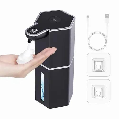 Touchless Automatic Dispensing Soap Dispenser - USB Rechargeable, 12oz Capacity, Waterproof, Wall-Mounted, Induction Smart Sensor, 4-Level, Foam/Liquid Compatible, Ideal for Bathroom, Kitchen Home Essentials, Automatic Dispensing Soap Dispensers