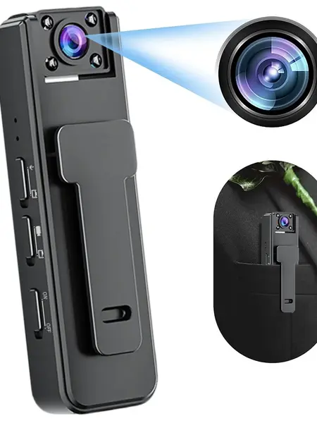 Wireless Vlog Body Camera with 16G Memory Card, 1080P Recording, Rechargeable Batteries-Cells, Wearable Clip Design, Night Vision, 180° Rotatable Lens, Trail-Ready for Hiking-Skiing, Meeting Records Gear (No APP)