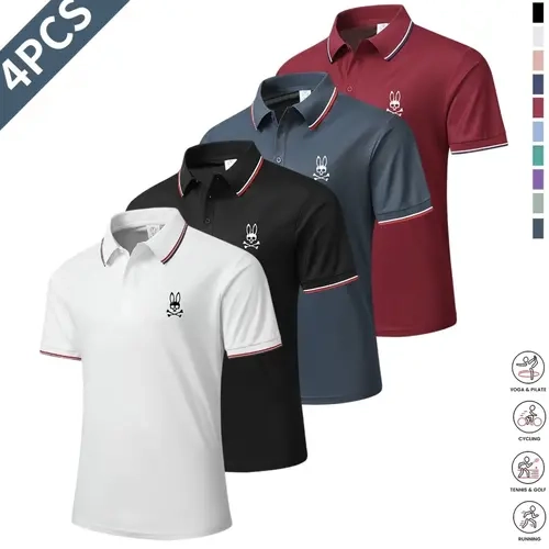 Men's Casual Short-Sleeve Polo Shirt Set - Cool Breath Top, Stylish Plain Fashion Apparel Shirts, Ideal Gifts for Him, Multi-Season Basic Menswear, Size M, Gift‑Ready Set,sohochic Plain Polo Shirts