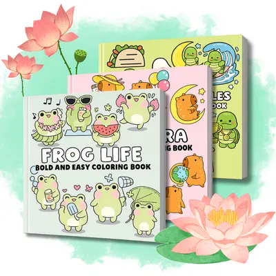 3-Pack Coloring Books Bundle - Children's Books with Adorable Adventures, Bold & Easy Designs, Thick Lines, Playful Scenes, Stress Relief for Office Art Supplies, Childrens Books