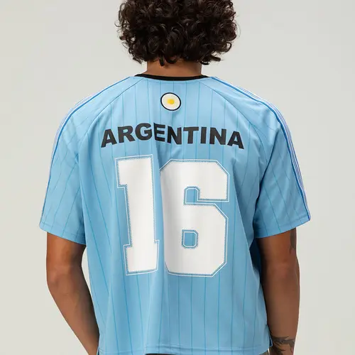 RSQ Mens Argentina Baggy Crop Soccer Jersey