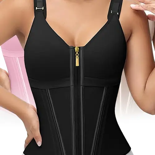 Waist Shapewear for Women with Bra Tummy Control Waist Trainer Corset for Women Clip and Zip Waist Trainer Girdle Workout Shapewear with Adjustable Shoulder Strap Solid Color Adjustable Shoulder Strap Shapewear Tops,sohochic