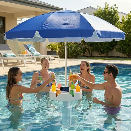 Floating Pool Umbrella with Bar and Base, Portable Pool Bar Table Umbrellas with Cup Holder & Phone Stand, Floating Poolside Shade, Included Easy Carry Bag, for Inside of Pool, Swimming Area, Lake House, Beach, #sohochic