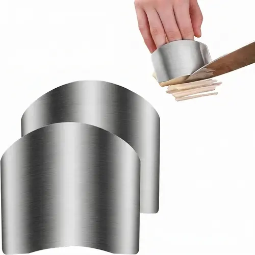 2-Pack Stainless Steel Finger Guard for Cutting, Adjustable Knife Shield Protector for Kitchen Chopping & Slicing, Safe Finger Injury Prevention Kitchen Tool, Silver,sohochic