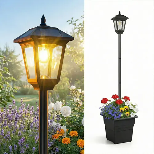 72" Solar Lamp Post with 15L Planter, Waterproof Outdoor Solar Light for Backyard, Garden & Patio, Solar Post Light for Pathway, Driveway, Yard & Front Yard Decoration, #sohochic