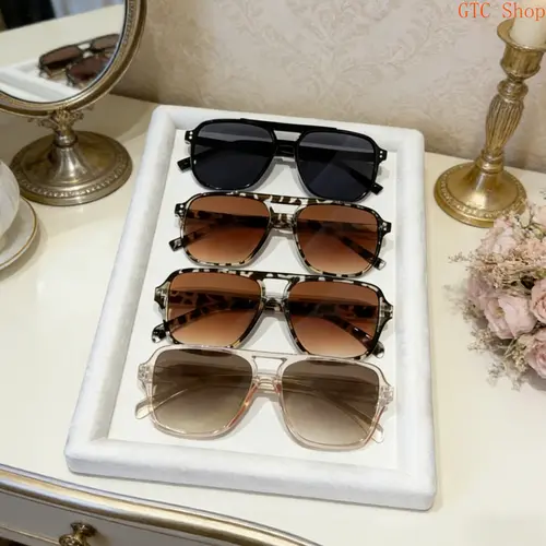 4-Pack Unisex Y2K Trendy Sunglasses Set – Versatile Aviator, Square & Small Oval Styles with Double Bridge Design, Lightweight Polarized UV Protection Eyewear, Ideal for Daily Wear, Sports & Outdoor Activities