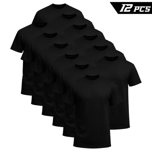 (12-Pack $39.99 / 6-Pack $29.99)Men's 100% Cotton Black Crew Neck Short Sleeve Comfort Fit Undershirts - Plain Tops, Male Clothing, 12pcs（black）, Gym Basic Tee, Menswear Summer Essentials, More for Less,sohochic