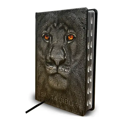 Biblia Reina Valera 1960 Letra Grande Ultrafina - Edición León de Judá en Bronce 3D Biblia con Imágenes de Tierra Santa, Palabras de Cristo en Rojo, Símil Piel