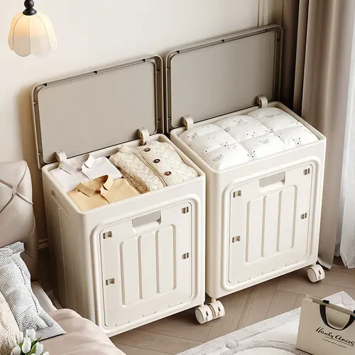 UFORU PP Rectangular Rolling Wheeled Laundry Basket - Classic Storage Organization, Waterproof, Ventilated, Odor-Resistant, Dustproof, Easy to Clean, Portable Lidded Storage, Size Details in SKU Images, Assembly Guide in Main Image & Description