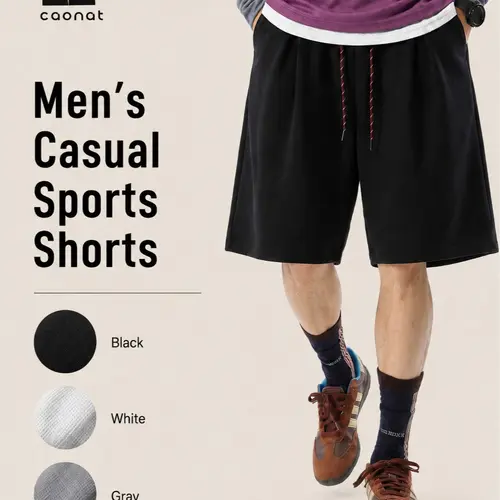 Men's Relaxed Fit Athleisure Shorts, Lightweight Breathable Fabric with Elastic Waist & Drawstring for Gym and Daily Wear, Elastic Waist Shorts, Cool Airy, Gym‑Ready Stretch, Active