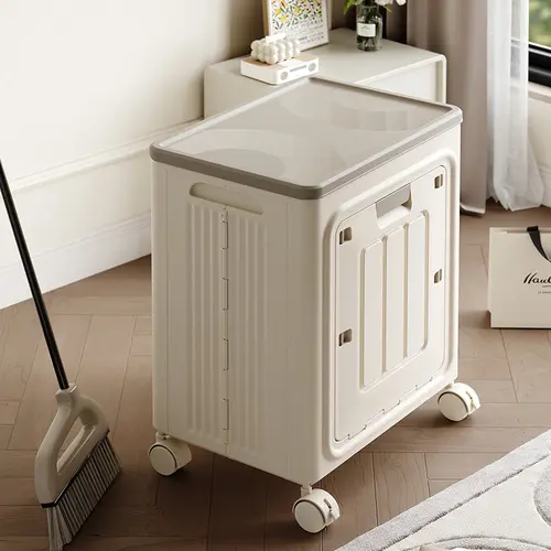 UFORU Classic Rectangular Foldable Eco-Friendly Laundry Basket with Wheels - Ventilated, Odor-Resistant Rolling Storage Organization Cart with Lid, Sorting Bin (Size Details in SKU Images; Assembly Guide in Main Image & Description)