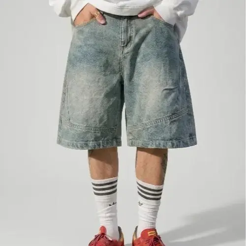 CAONAT Men’s Denim Shorts - Loose Fit Soft Menswear Jorts with Pockets, Lightweight Casual Clothes for Summer Streetwear Daily Wear, Classic Men's Bottoms, Jean Shorts, Men's Clothing
