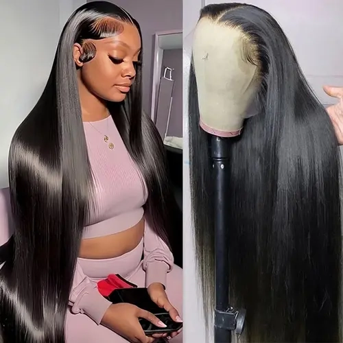 BLING HAIR 13x6 Straight Human Hair Lace Front Wig, HD Undetectable Lace Frontal for Black Females, 180% Density Brazilian Remy, Pre-Plucked, Adjustable,sohochic