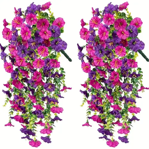 2-Piece (Mixing) Artificial Morning Glory Vine Set, Decorative Floral Fake Flower Vine, Realistic Faux Plants for Outdoor Decor, Home Office Garden Decoration, Mother's Day Gifts,dorm decor,dorm room decor