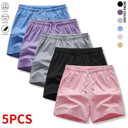 5-piece women’s shorts set with drawstring and elastic waistband — suitable for outdoor sports, fitness, running, and casual wear; women’s shorts, athletic shorts, summer bottoms,summervibes